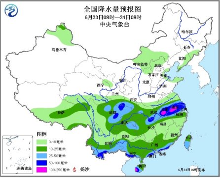 长江中下游雨水渐强海南局地仍有大暴雨